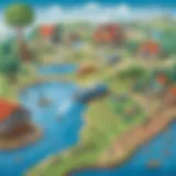 Educational board game depicting water conservation strategies