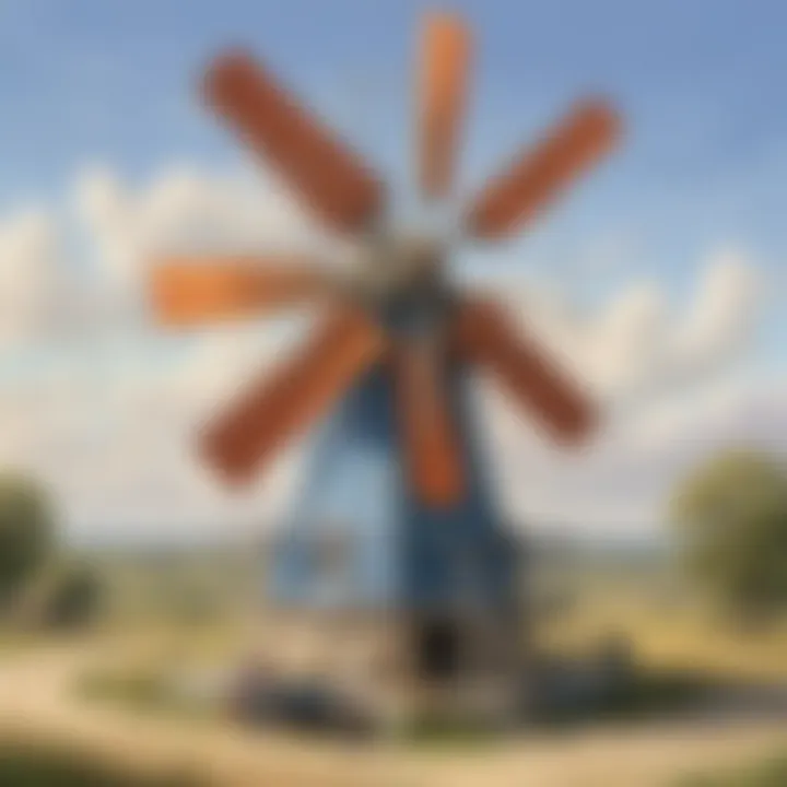 A completed windmill generator in action