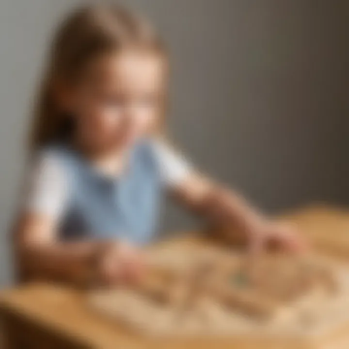 Child Engaged in Mathematical Exploration with Wooden Geoboard