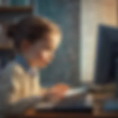 Illustration of a young child exploring a virtual disease database