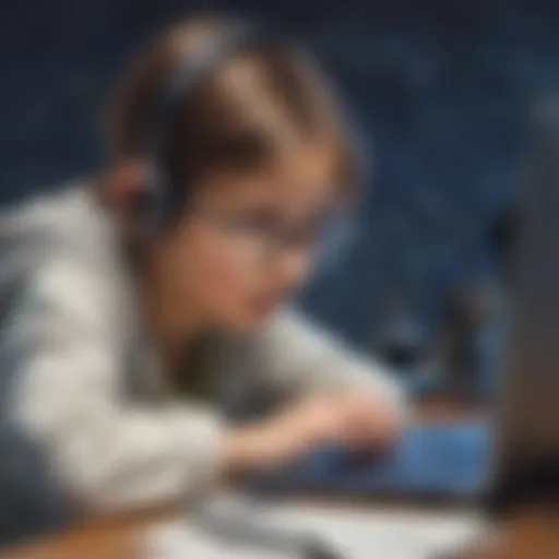 Young child engrossed in coding activity