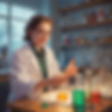 Enthusiastic Young Scientist Engaging in Lab Experiments Young scientist conducting experiments in lab