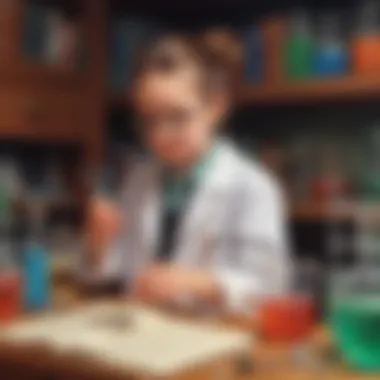 Colorful depiction of a young scientist conducting simple experiments