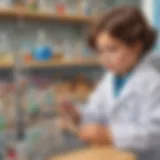 Young scientist conducting an experiment in a lab setting