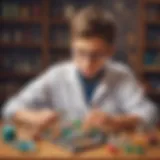 Young scientist exploring a chemistry kit