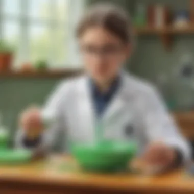 Young scientist experimenting with slime