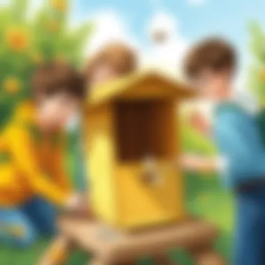 Young Enthusiasts in Action Young scientists engaged in the construction of a bee house