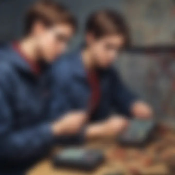 Illustration highlighting young science enthusiasts using digital multimeters