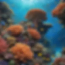 A vibrant coral reef teeming with diverse marine species